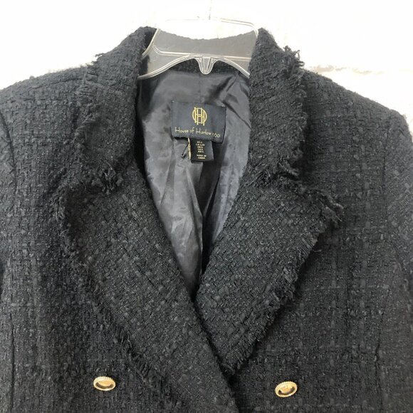 House of Harlow 1960 Size Large Black Tweed Women’s Blazer Classic Parisian - Picture 6 of 7